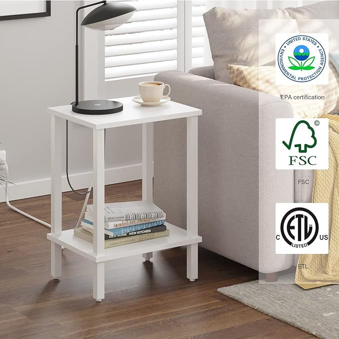 TUTOTAK End Table, Side Table, Nightstand, 2-Tier Storage Shelf, Sofa Side Table for Small Space, Living Room, Bed Room V1TB01BW034