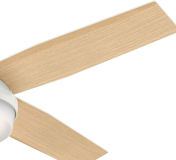 Hunter 52 inch Indoor Ceiling Fan with LED Light and Remote Control - White Modern Ceiling Fan, Low Profile Mount, 4 Blades, For Bedroom, Living Room, or Kitchen, Quiet - Dempsey 59242, Fresh White