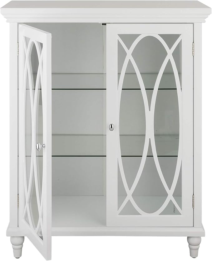 Teamson Home Florence 26 in. x 32 in. 2-Door Freestanding Wooden Floor Cabinet with Adjustable Shelves for Storage Solutions in Bathrooms, Kitchens, Laundry Rooms, Home Offices, White