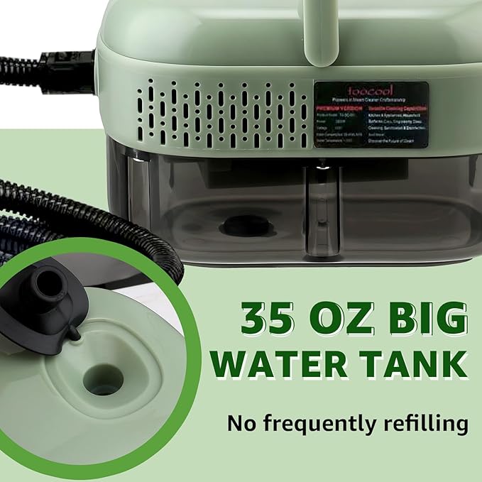 Steam Cleaner, 2500W High Pressure Steam Cleaner for Home, 15s Fast Heat-Up，1.1L Tank, 6-Level Adjustable steamer for cleaning Car Detailing, Grout Tile, Couch, Floor Cleaning (Green 2)
