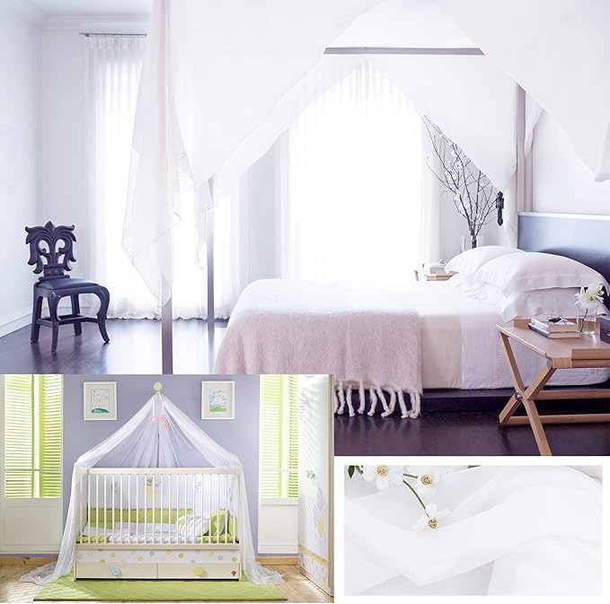 NICETOWN White Sheer Window Scarf 216 inch Extra Long 2 Panels, Soft Voile Textured Bed Canopy Scarf Curtains for Event Designs/Home Decor, 60 inches Wide,