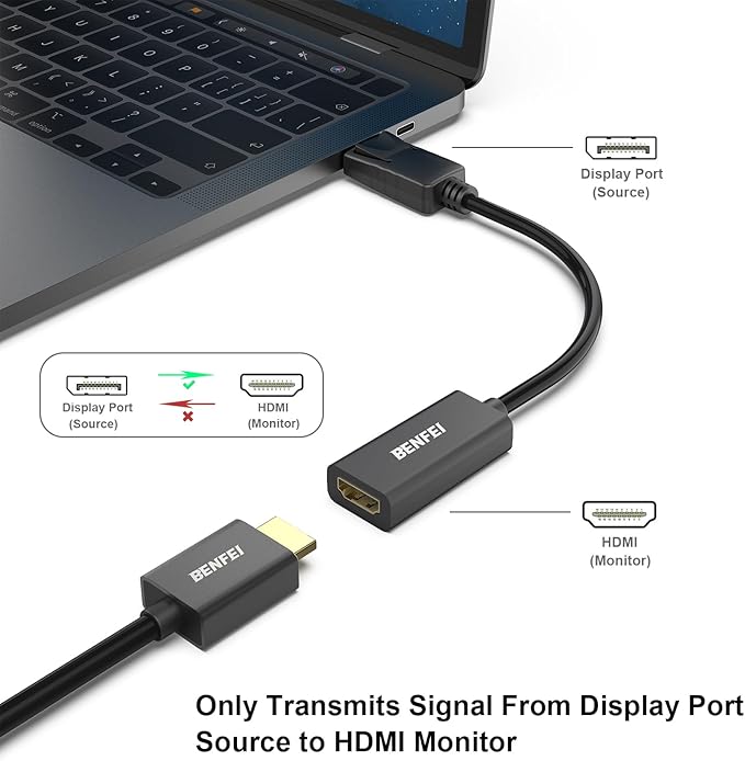 BENFEI DisplayPort to HDMI Adapter, 10 Pack Gold Plated DisplayPort/DP from Computer/Laptop to HDMI from Monitor/TV/Projector Converter (Not Bi-Directional, Not Compact with USB Port)