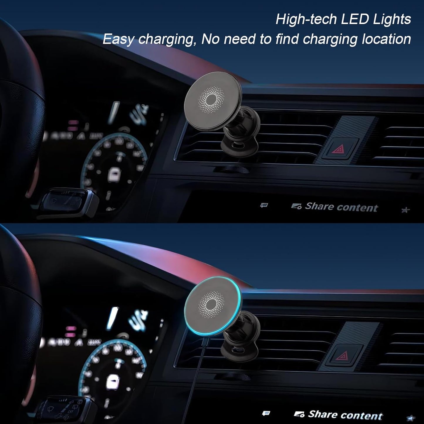MagSafe Car Mount Charger, 15W Fast Charging LED Magnetic Wireless Charger for iPhone 15 Pro Max Plus Mini/14/13/12