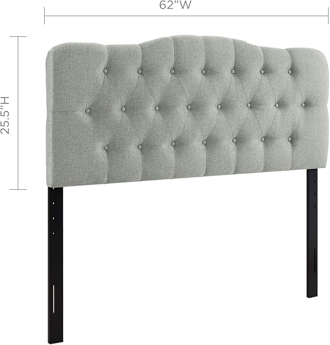 Modway Annabel Tufted Button Linen Fabric Upholstered Queen Headboard in Gray