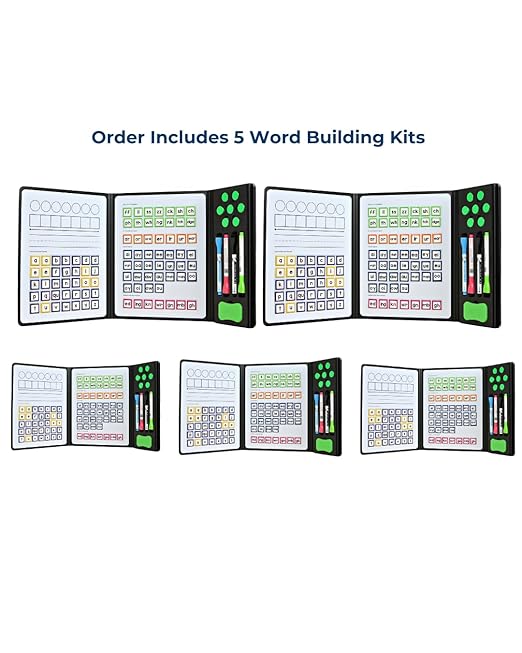 Set of 5 - Magnetic Dry-Erase Phonics Blending Board – Hands-On Word Building & Spelling Tool with Grapheme Tiles, Handwriting Lines & Syllable Mats – Reusable Learning for Classroom & Home