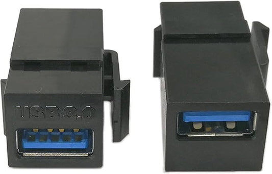 USB 3.0 Keystone Jack Inserts, zdyCGTime (2-Pack) USB 3.0 Adapters Female to Female Connector for Wall Plate Outlet Panel(Black USB 3.0 A)