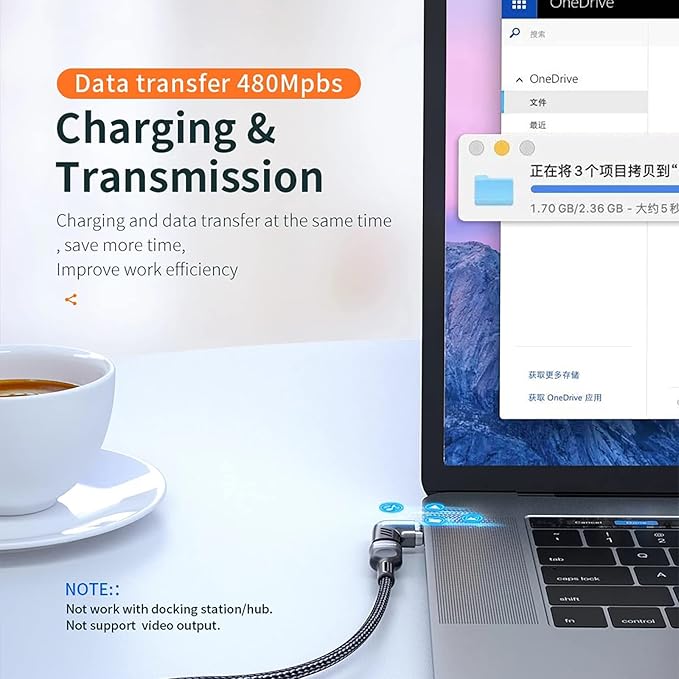USB C Magnetic Adapter (2Packs, Black&White), USB2.0 Type C Right Angle Connector with PD 120W Charge and 480Mbps Data Transfer, Compatible for MacBook Pro/Air iPad Pro and More USB C Devices