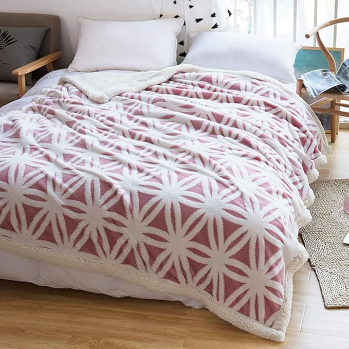 LOMAO Sherpa Fleece Blanket Fuzzy Soft Throw Blanket Dual Sided Blanket for Couch Sofa Bed (Pink, 90''x110'')