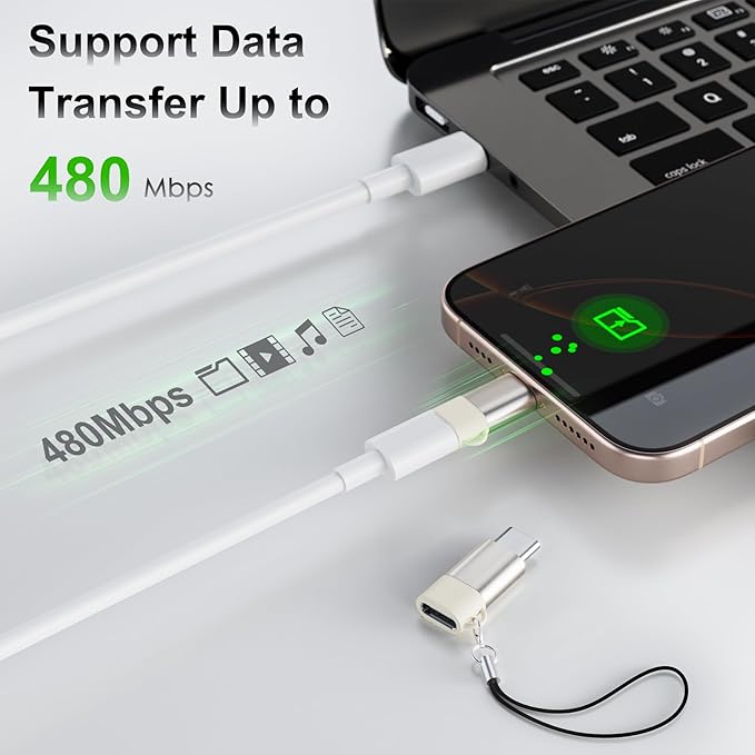 4 Pack Lightning to USB C Adapter for iPhone 15/16/17 Pro Max/Plus, Samsung - Fast Charging & Data Transfer, Lightning Female to USB C Male Adapter, Not for iPencil/Headphones/OTG