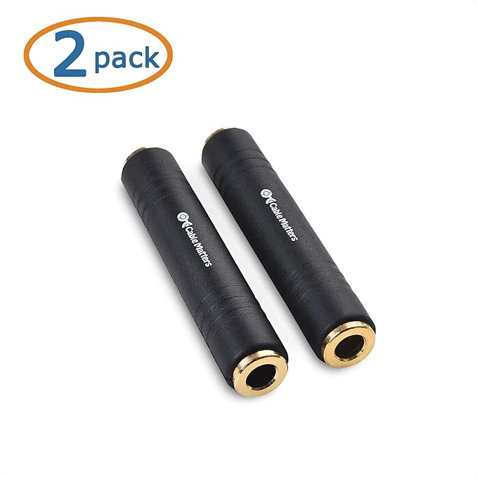 Cable Matters 2-Pack 1/4 Coupler TRS Extension Adapter (1/4” TRS Female to Female Adapter)