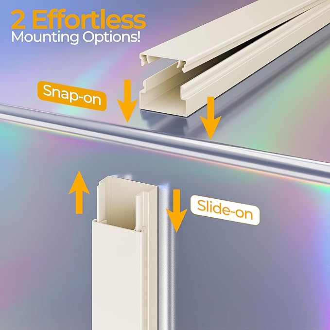 113.4in Cord Hider Kit, Cord Covers for 2-4 Wires on Wall, Self-Adhesive Cable Hider Wire Covers for Cords on Wall, Paintable Cord Hider for Walls Mount Tv, Cable Cover Raceway, W0.95 H0.55in, Beige