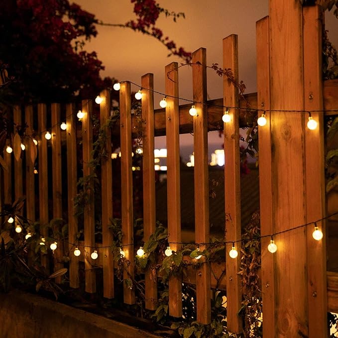 Solar String Lights Outdoor 60 LED 36FT with 8 Lighting Modes, Waterproof Solar Powered Crystal Globe Patio Lights for Garden Yard Porch Wedding Party Decor (Warm White)