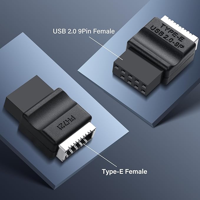 SinLoon USB 2.0 9Pin to Type-E Motherboard Header Extension Adapter USB 2.0 9-Pin Female to Type E Female Front Connector Converter Front Panel Adapter