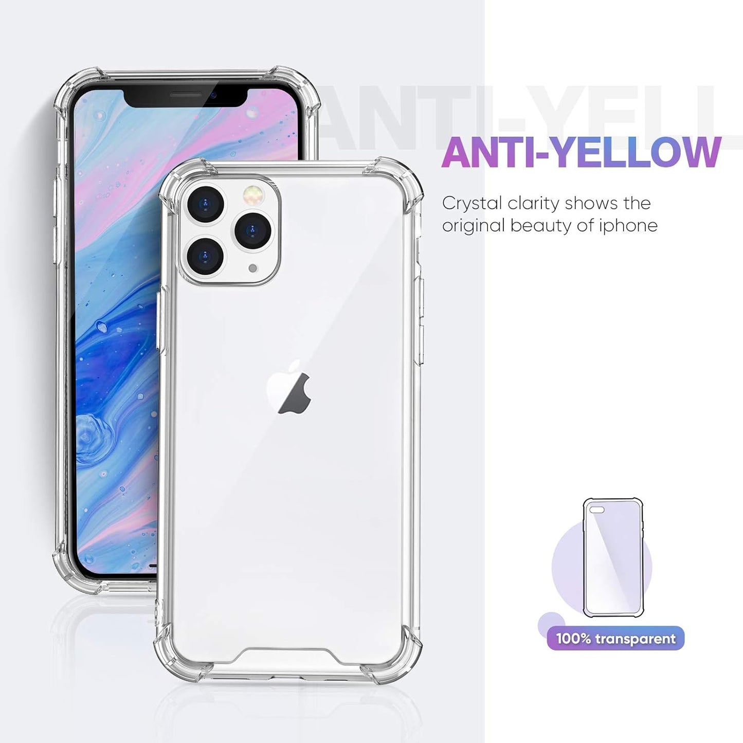 ORIbox Clear Case for iPhone 11 Pro Max - Shockproof Protection with 4 Corners for Women, Men, Kids