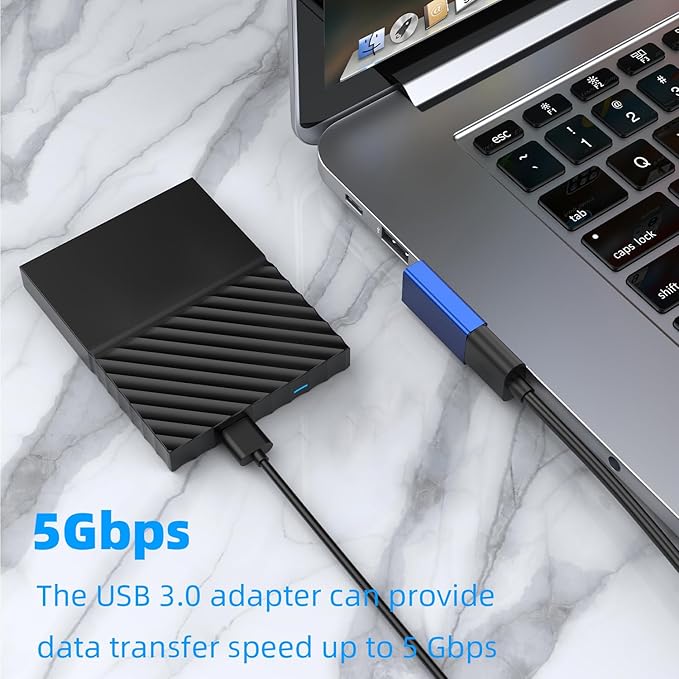 AreMe 90 Degree USB 3.0 Adapter 4 Pack, Up and Down Angle, Left and Right Angle USB A Male to Female Converter Extender for PC, Laptop, Type A Charger, Power Bank and More (Blue)