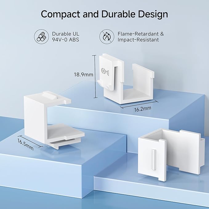 Cable Matters 20-Pack Blank Keystone Jack Inserts in White, Blank Inserts for Keystone Wall Plates/Patch Panels