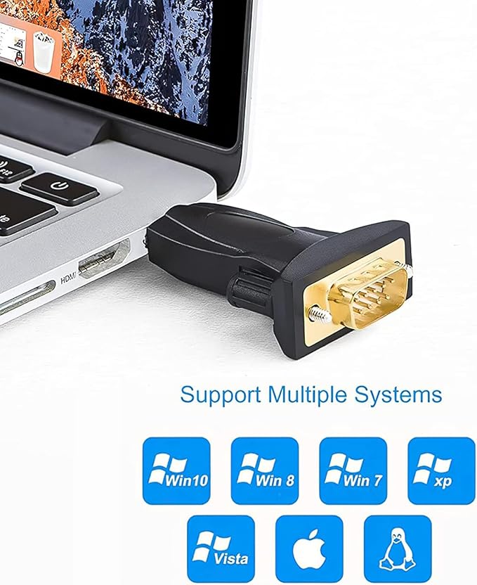 CableCreation USB to RS232 Male Adapter with PL2303 Chipset, USB to DB9 Serial Converter for Windows 11, 10, 8.1, 8, 7, Linux and Mac OS,Black