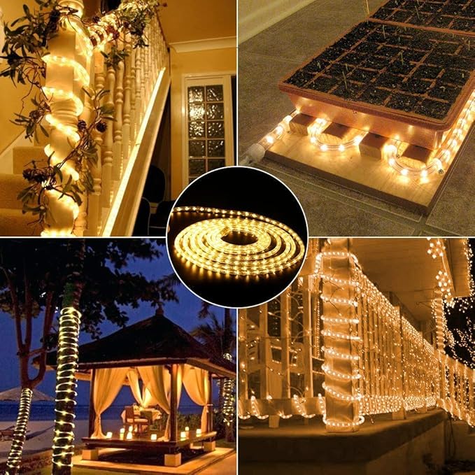 LED Rope Lights Battery Operated String Lights 40Ft 120 LEDs 8 Modes Hanging Fairy Lights Dimmable/Timer with Remote for Camping Party Halloween Christmas Decoration (Warm White)