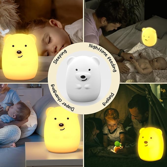 Night Light for Kids Cute Night Lamp Baby Night Light for Nursery 9 Color Changing Silicone Remote Sleep Timer for Toddler/Baby/Girls/Boys/Bedroom/Nursery