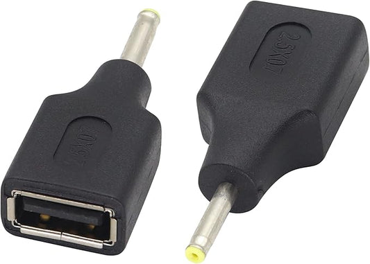 (2 Pack DC 2.5 × 0.7mm to USB DC Power Adapter USB 2.0 A Female to DC 2.5×0.7mm Male 5 V DC Power Charge Barrel Connector for Tablet,Access Control Attendance,Electronic Dog.(F/2.5x0.7)