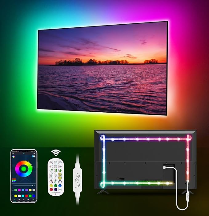 MATICOD LED Lights for TV Led Backlight, 16.4ft RGB Led Strip Lights for TV Lights Behind, USB Led Light Strip for 55-70in TV, Bluetooth APP Control Music Sync Strip Lighting for Christmas Decorations