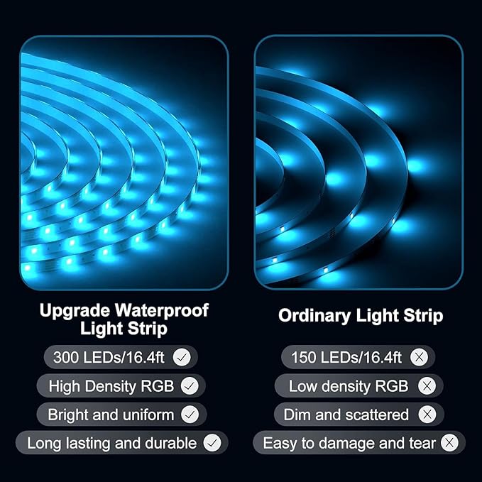 DAYBETTER Waterproof Led Lights for Bedroom, 100ft (3 Rolls of 32.8ft) Led Strip Lights, 900 LEDs Color Changing RGB 44 Keys Remote Controller, 12v for Outdoor Room Home Party Christmas Decoration