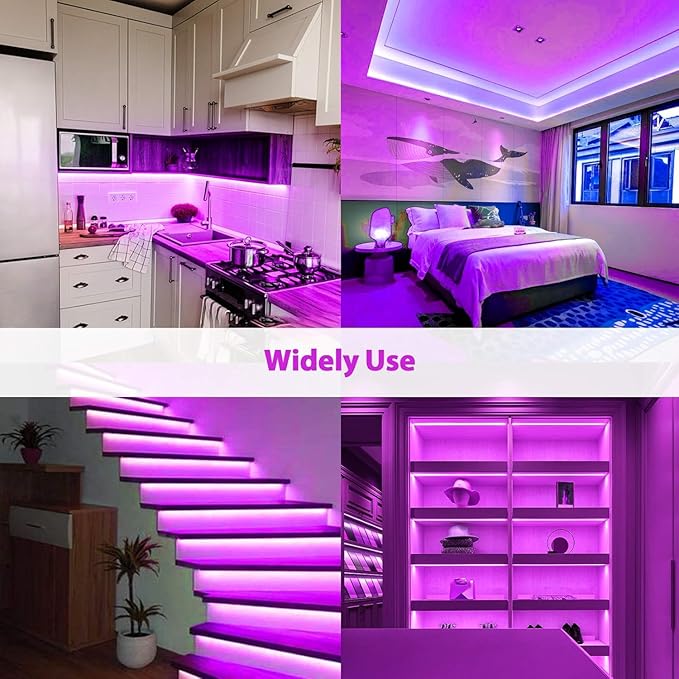 Lamomo LED Neon Lights Halloween, 16.4ft Purple LED Strip Light, 12V 0.39In/Cut Silicone Waterproof DIY Neon Rope Light for Bedroom Indoor Outdoor Decoration（Power Adapter not Included）