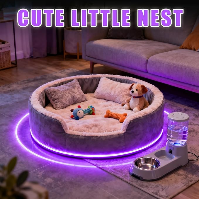 RadiantFlux 20Ft Purple LED Strip Lights with Physical Dimming Button, Super Bright Updated 24V Light Strips, LED Lights for Decoration Living Room, Party, Cabinets, Rope Lights