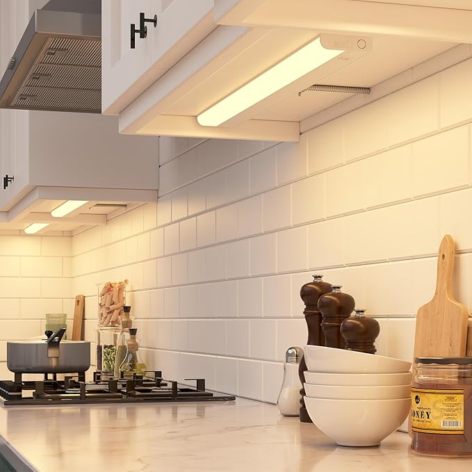 GETINLIGHT Dimmable Hardwired Only 3 Color Under Cabinet LED Lights, 24-inch, Soft White(3000K), Bright White(4000K), Daylight White(5000K), Matte White Finished, ETL Listed, IN-0201-13-WH-345K