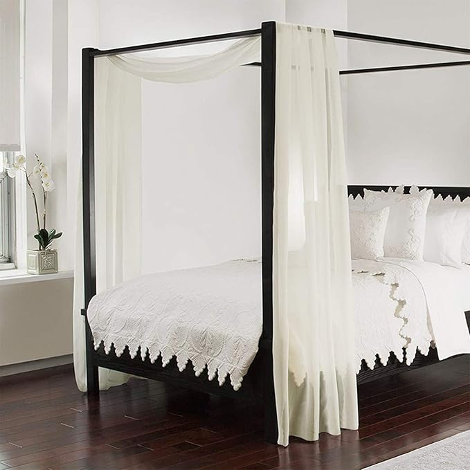 NICETOWN Sheer Bed Canopy Scarf Valances 216 Long - Home Decoration Voile Scarf Valance Topper for Wedding, Party, Venue, Celebration Decoration, DIY (1 Piece, W60 x L216, Off White)