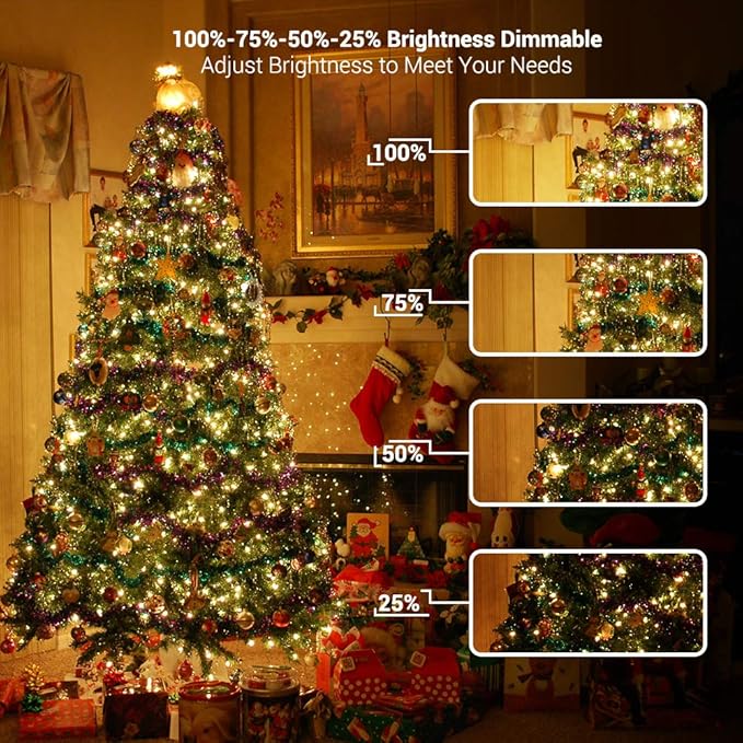 Brizled Christmas Lights, 65.67ft 200 LED Tree Lights Color Changing, 11-Function Warm White & Multicolor Christmas Light String, Connectable 29V Adapter Fairy Lighting with Remote for Xmas Tree Party