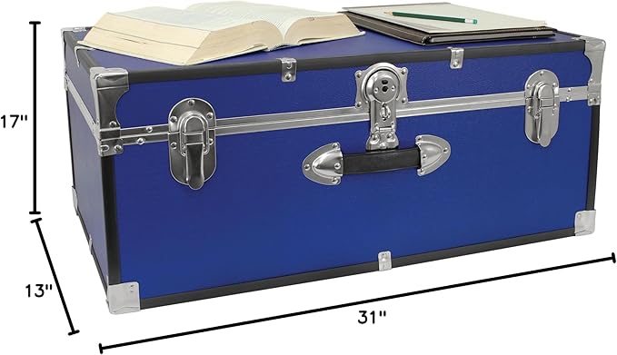Seward Trunk College Dorm and Camp Storage Footlocker Trunk, Blue, 30-Inch (SWD5120-40)