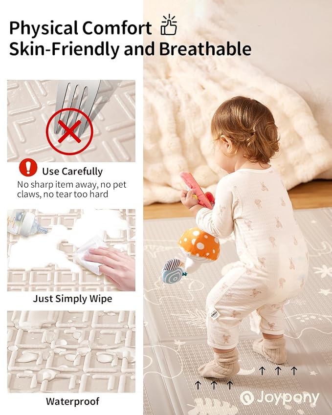 Baby Play Mat, 71x59 Inch Foldable Play Mats for Babies and Toddlers, Waterproof & Anti-Slip Portable Baby Floor Mat for Tummy Time, Baby Mat for Floor with Travel Bag for Indoor Outdoor