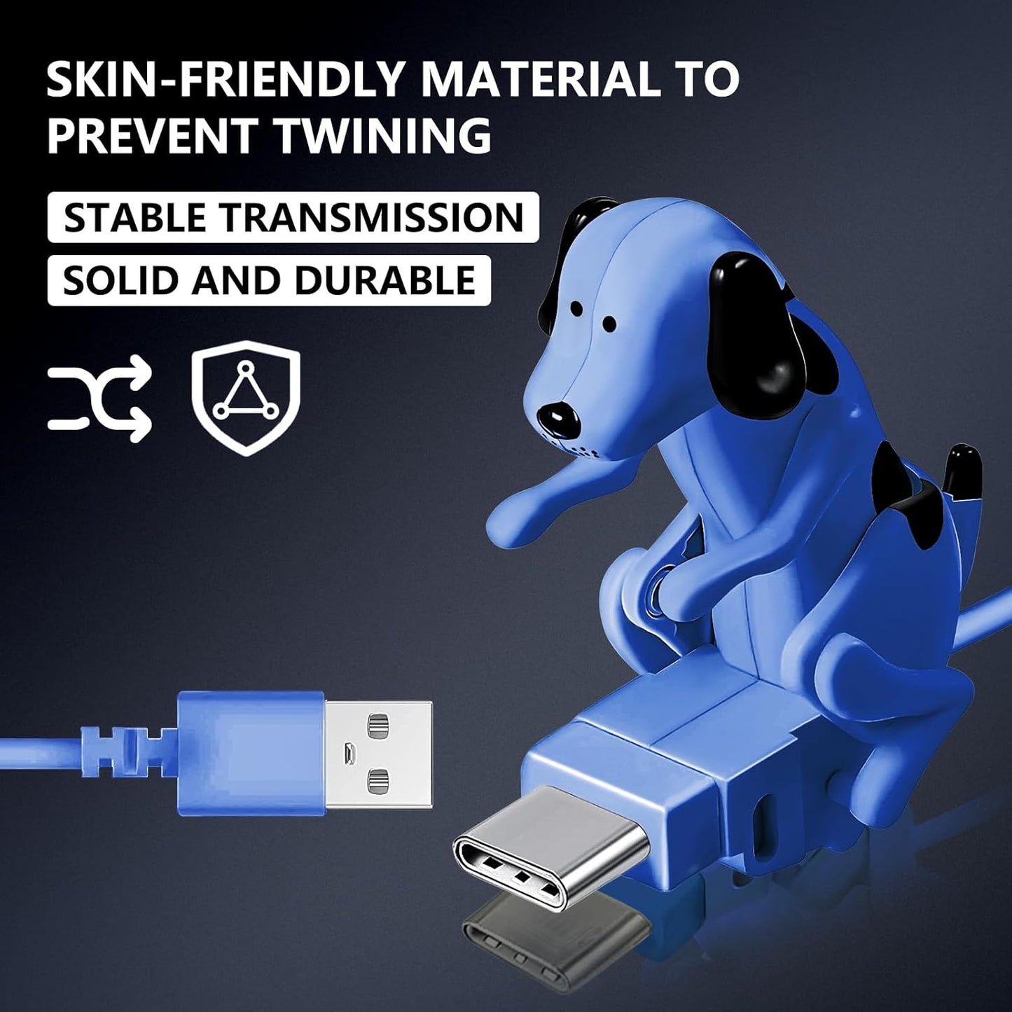 Funny Dog Fast Charger Cable, Portable Stray Dog Charging Cable, Dog Toy Smartphone USB Cable Charger for iPhone Type-C