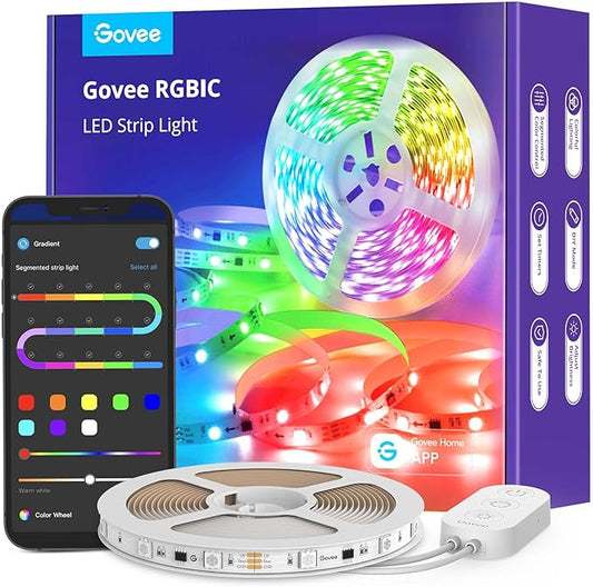 Govee LED Strip Lights RGBIC, 16.4ft Bluetooth Color Changing LED Lights with Segmented App Control, Smart LED Strip Color Picking, Music Sync LED Lights for Bedroom, Living Room, Party, Christmas