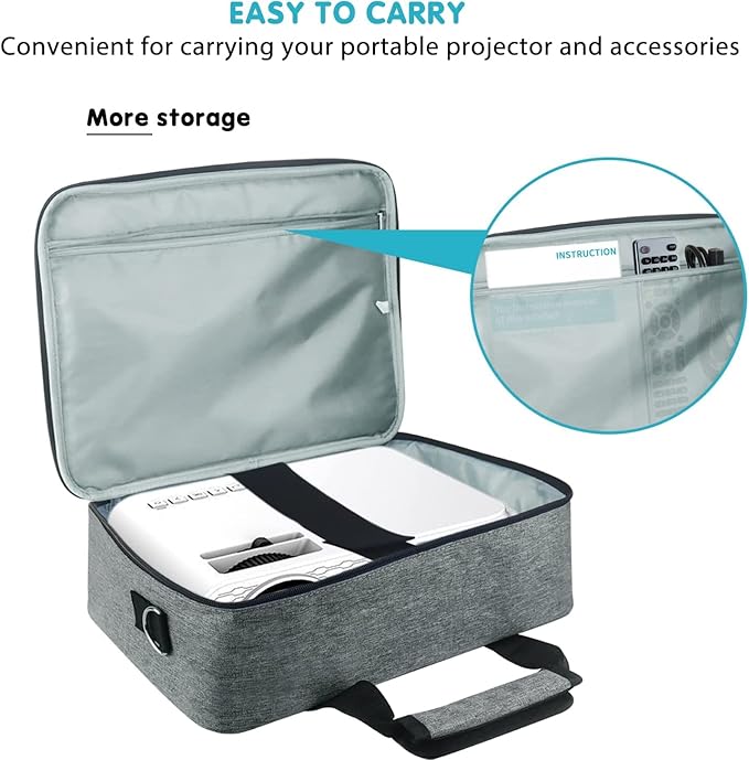 Projector Carrying Case with Accessories Pockets Projector Travel Bag Projector Storage Bag Projector Organizer Projector Carrier for Epson/BenQ/ViewSonic and Other Brand Projector
