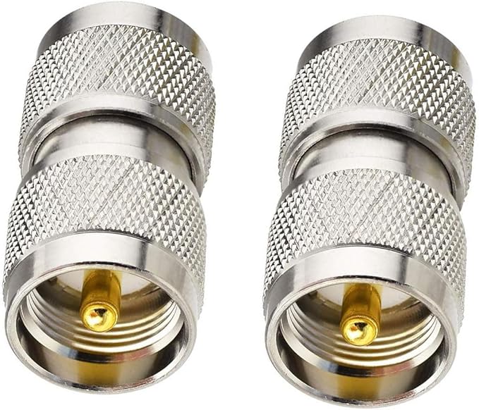 DHT Electronics RF coaxial Coax Adapter UHF Male to Male PL-259 Connector Pack of 2