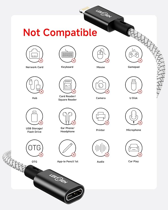 MFi Certified USB C to Lightning Adapter 2 Pack,27W PD Fast Charging & Data Sync Cable Adapter,Type C Female to Lightning Male Charger Converter for iPhone 14/13/12/11,iPad,AirPods - Not for Audio/OTG