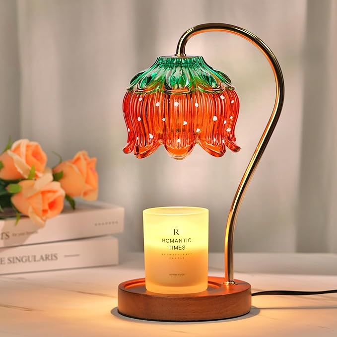 Strawberry Candle Warmer Lamp, Cute Candle Lamp with Timer & Dimmable, Birthday Christmas Gifts for Women Mom, House Warming Gift New Home, Lotus Wax Melt Warmer for Yankee Village Candles