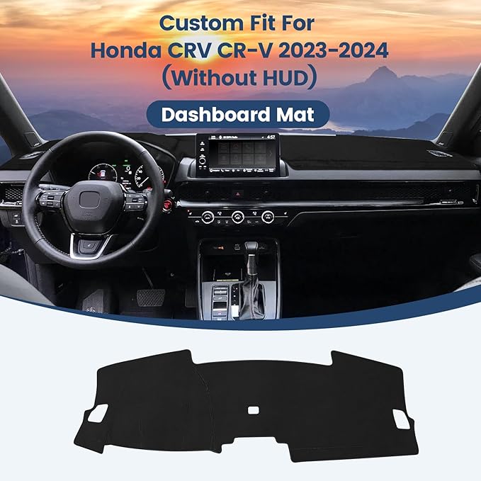 Dashboard Cover Mat Custom Fit for Honda CRV CR-V 2023 2024 2025 2026 (EX, EX-L, Sport, Sport Touring) (Without HUD) Dash Cover Nonslip Dash Mat Protector Sunshade No Glare Black