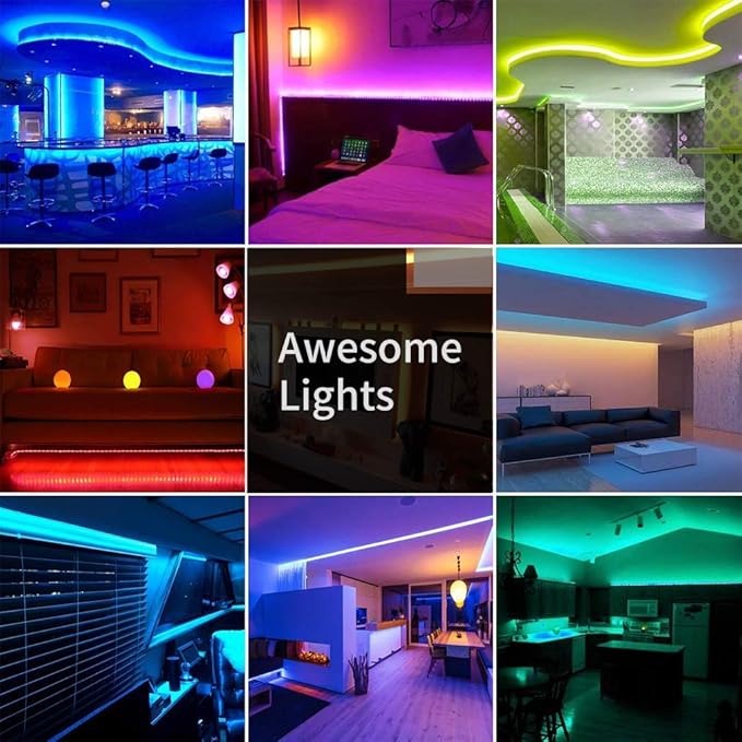 GUPUP LED Strip Lights 30 ft, LED Lights for Bedroom RGB Color Changing Rope Lighting with Remote 5050 12V Tape Lighting DIY Colors for Room, Home Decoration