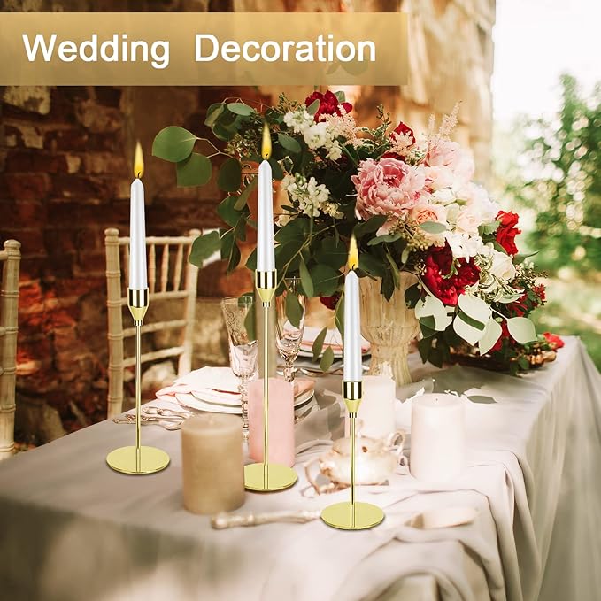 Gold Candlestick Holder Set of 24 for Taper Candles, Decorative Candle Holders Bulk Candle Stick Holders Taper Candle Holders for Table Centerpiece Wedding Dinning Party Anniversary Home Decor