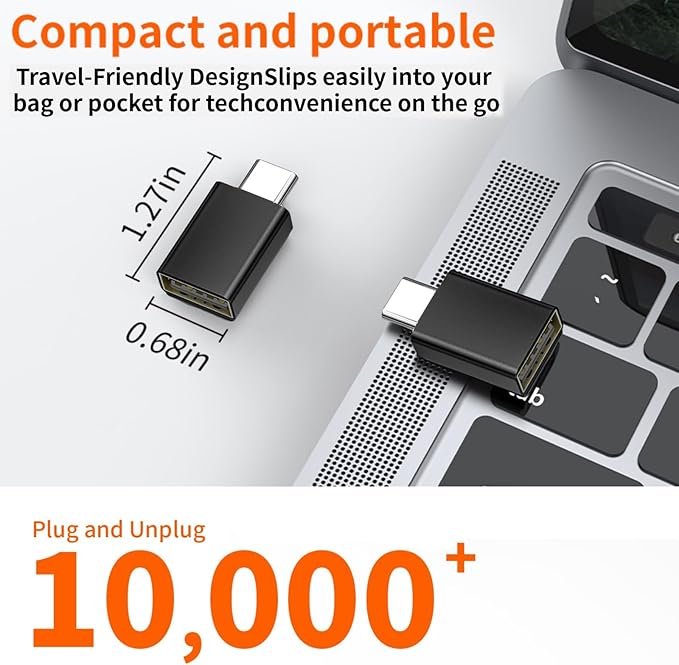 [Apple MFi Certified] USB C to USB Adapter, USB C Male to USB 3.0 Female OTG Cable Converter Compatible with MacBook Pro Air, Tablets, iPhone 17 Pro Max/17 Plus/16/15 Series (Black-2Pack)