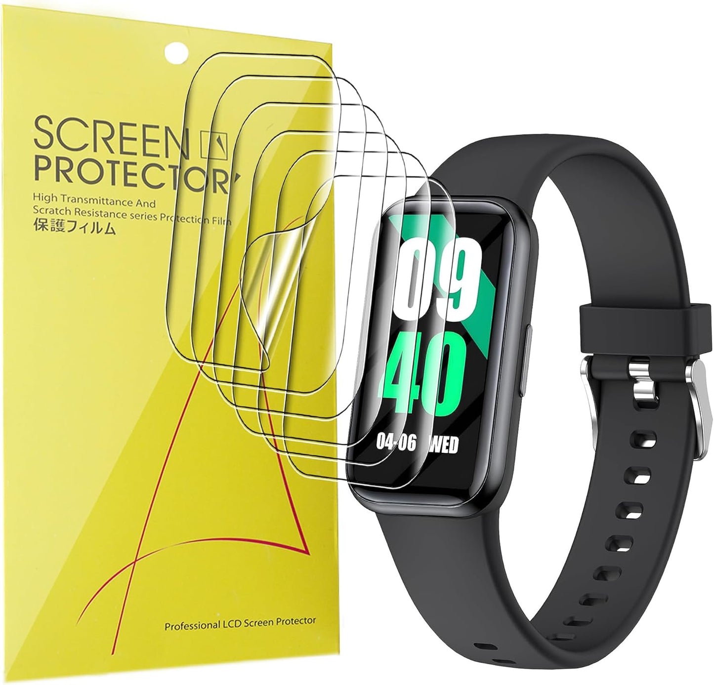ZURURU H98 Fitness Health Tracker Screen Protector, Full Coverage TPU Clear Film [6 Pack] for 1.47” AMOLED Display