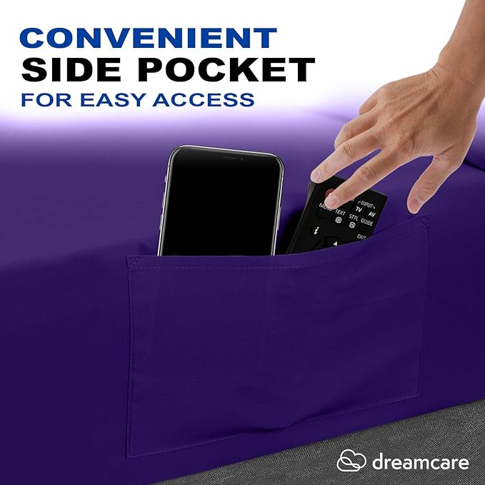 DREAMCARE California King Sheet Sets – 4 pcs Cooling Sheets – up to 21” Deep Cal King Sheets – Hotel Luxury Sheets & Pillowcases – Superior Softness 100% Fine Microfiber with Side Pocket – Purple