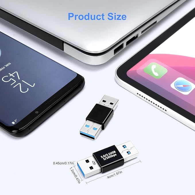 2 Pack USB 3.0/3.1 Male to Male Adapter and OTG 3.0 USB A to A Adapter, Extension or Expansion