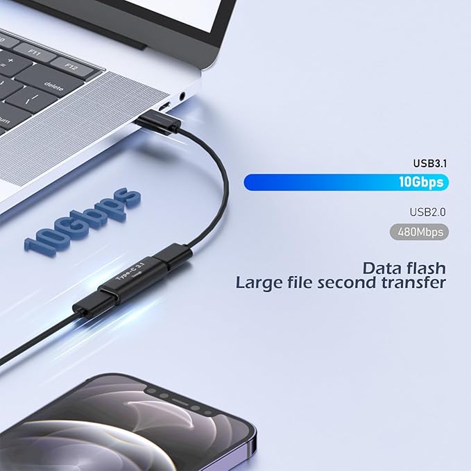 Type C Female to Type C Female Connector, 10Pack USBC Coupler Supports Up to 10Gbps Data Transfer and 100W Fast Charging