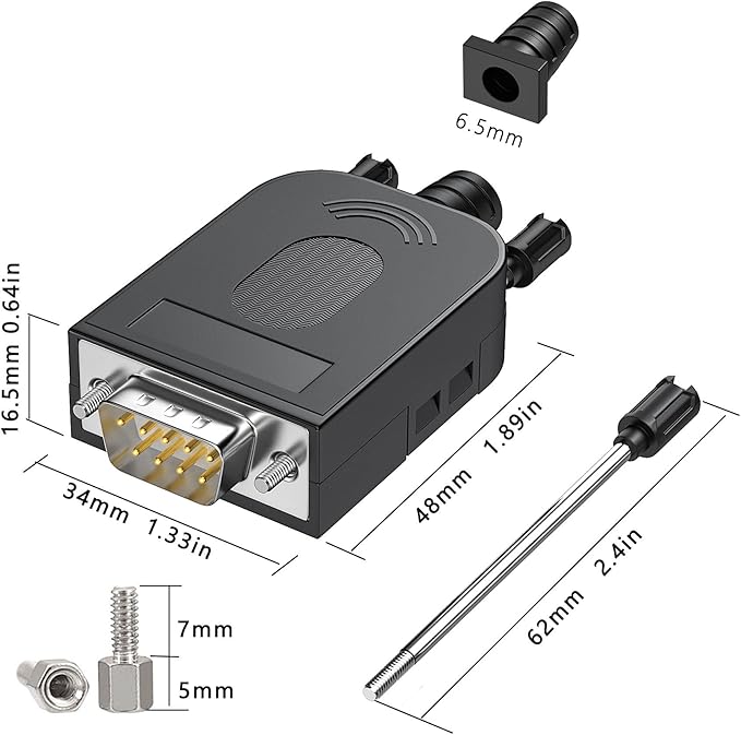 5Packs DB9 Breakout Female D-SUB 9-pin RS232 RS485 Serial Adapter to Terminal Connector Signal Module with Bolts Nuts and Screwdriver