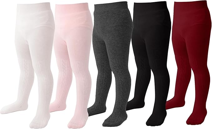 Marchare Baby Girls Tights Thick Solid Cable Knit Leggings Winter Warm Stockings For Toddler Girls 1/2/3/4/5 Pack