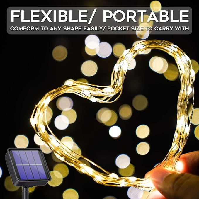 SUDDUS 2 Pack Total 66ft 200 Led Solar Fairy Lights Outdoor Waterproof, 8 Modes Twinkle Lights for Trees, Fence, Garden, Patio, Yard Decorations, Warm White
